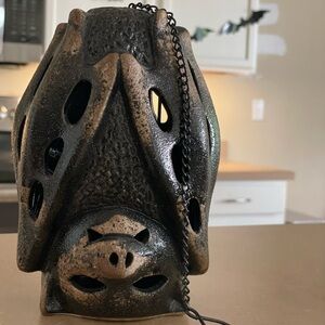 Hanging bat tea light candle holder